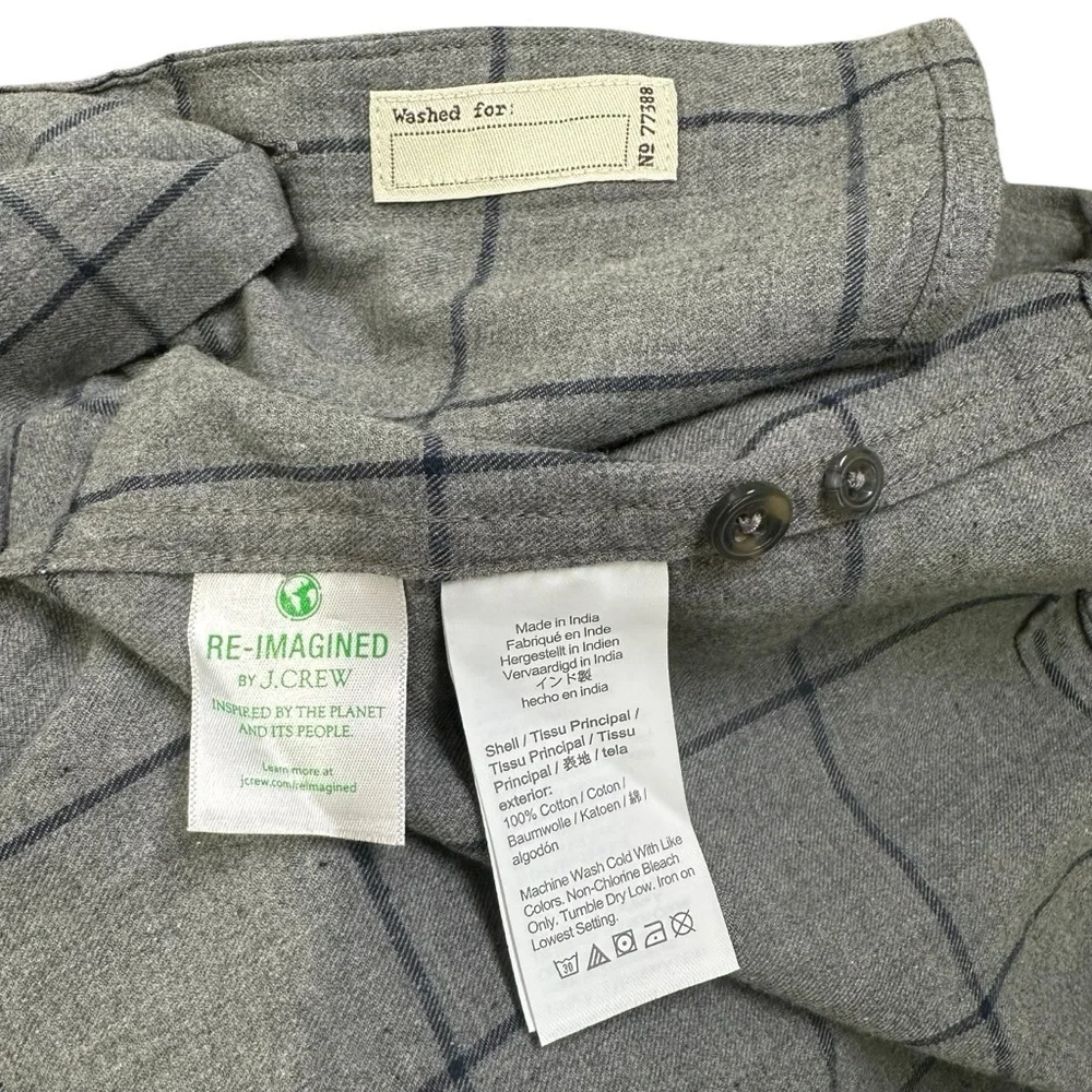 J. Crew Gray & Navy Squared XL Slim Untucked Brushed Twill Button Long Sleeve